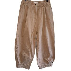 Kloke Women’s Sz Small Cotton Balloon Leg Pants Khaki Tan Cropped